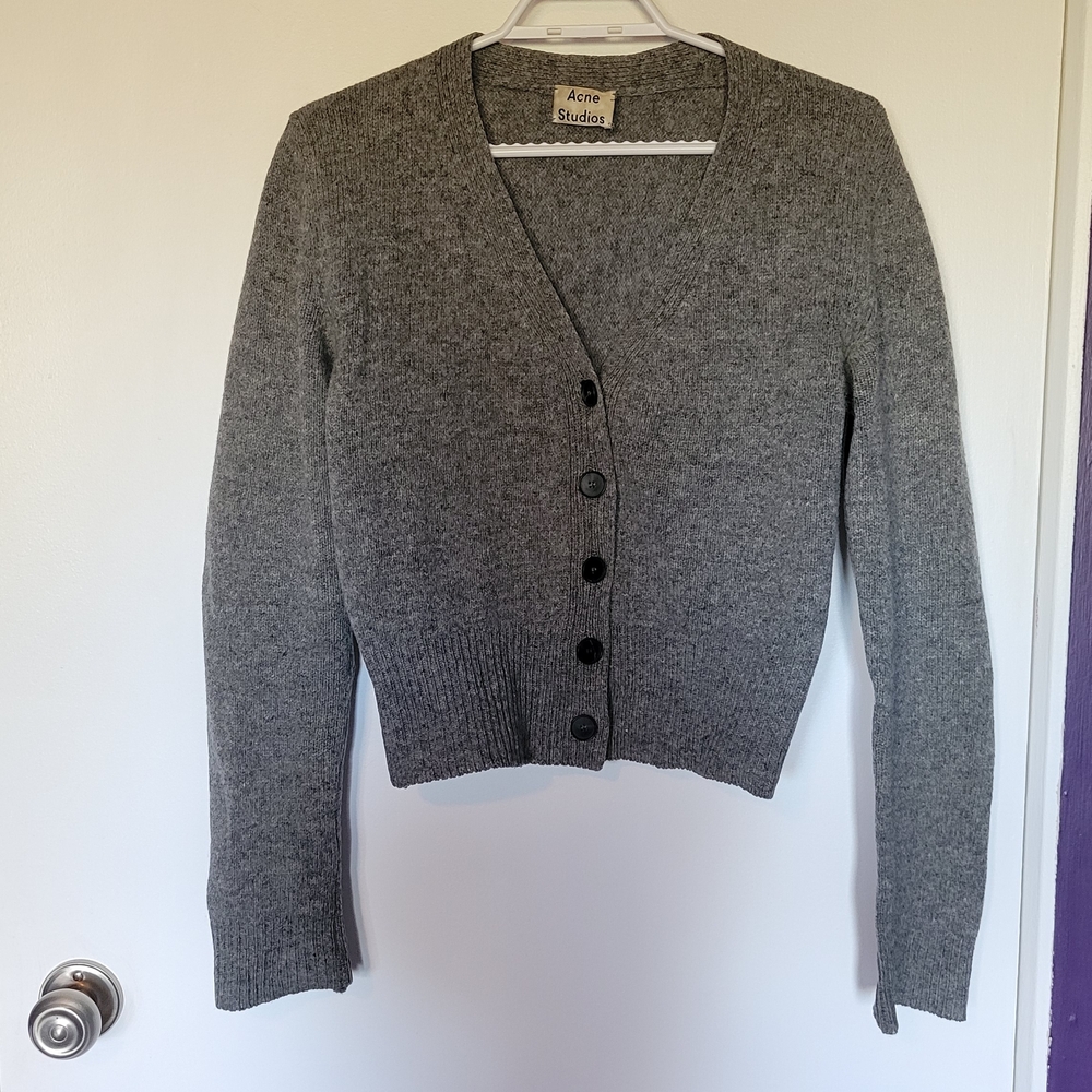 Acne Studio 100% Wool Charcoal Cardigan